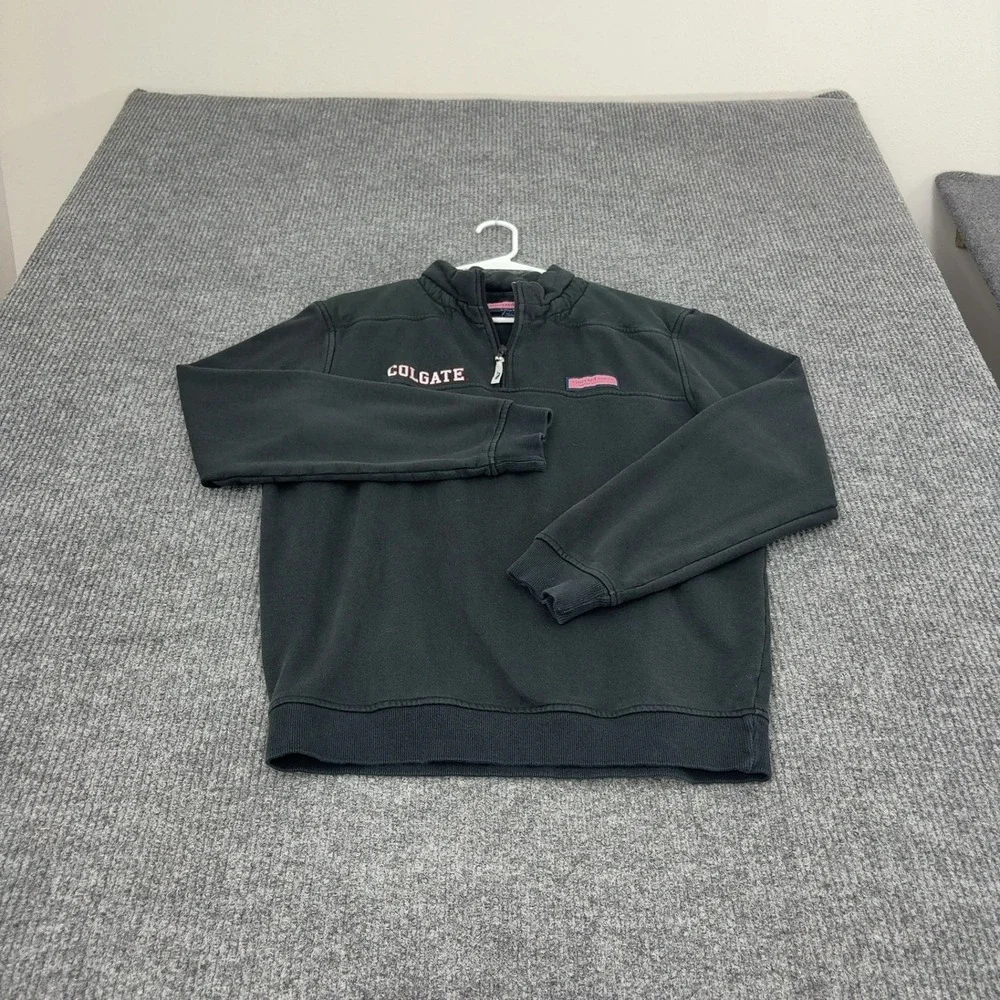 Colgate Vineyard Vines Pullover Mens S Black Cotton Quarter Zip Preppy Casual